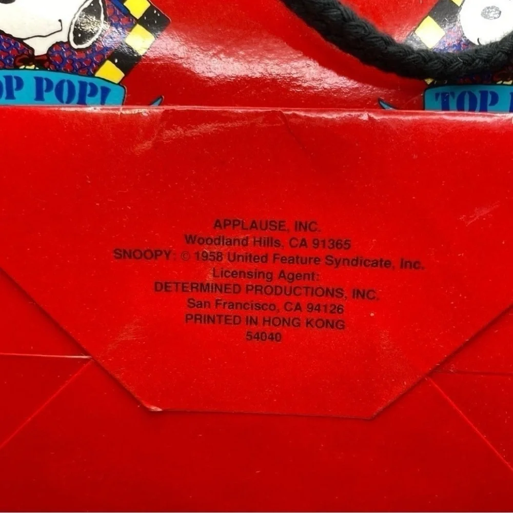 VINTAGE 1980s Snoopy “Top Pop!” Gift Bag by Applause, Inc.